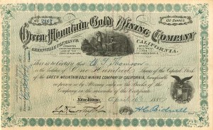 Green Mountain Gold Mining Co. - Stock Certificate